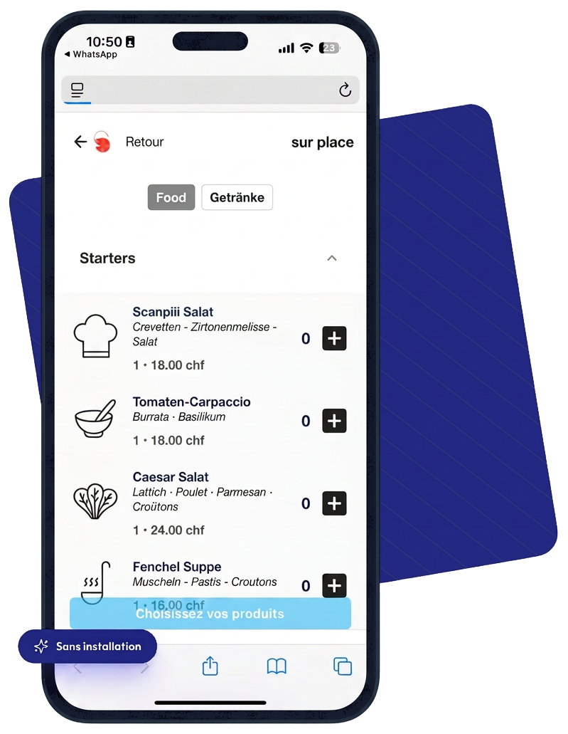 Menu client Scanpiii sur smartphone