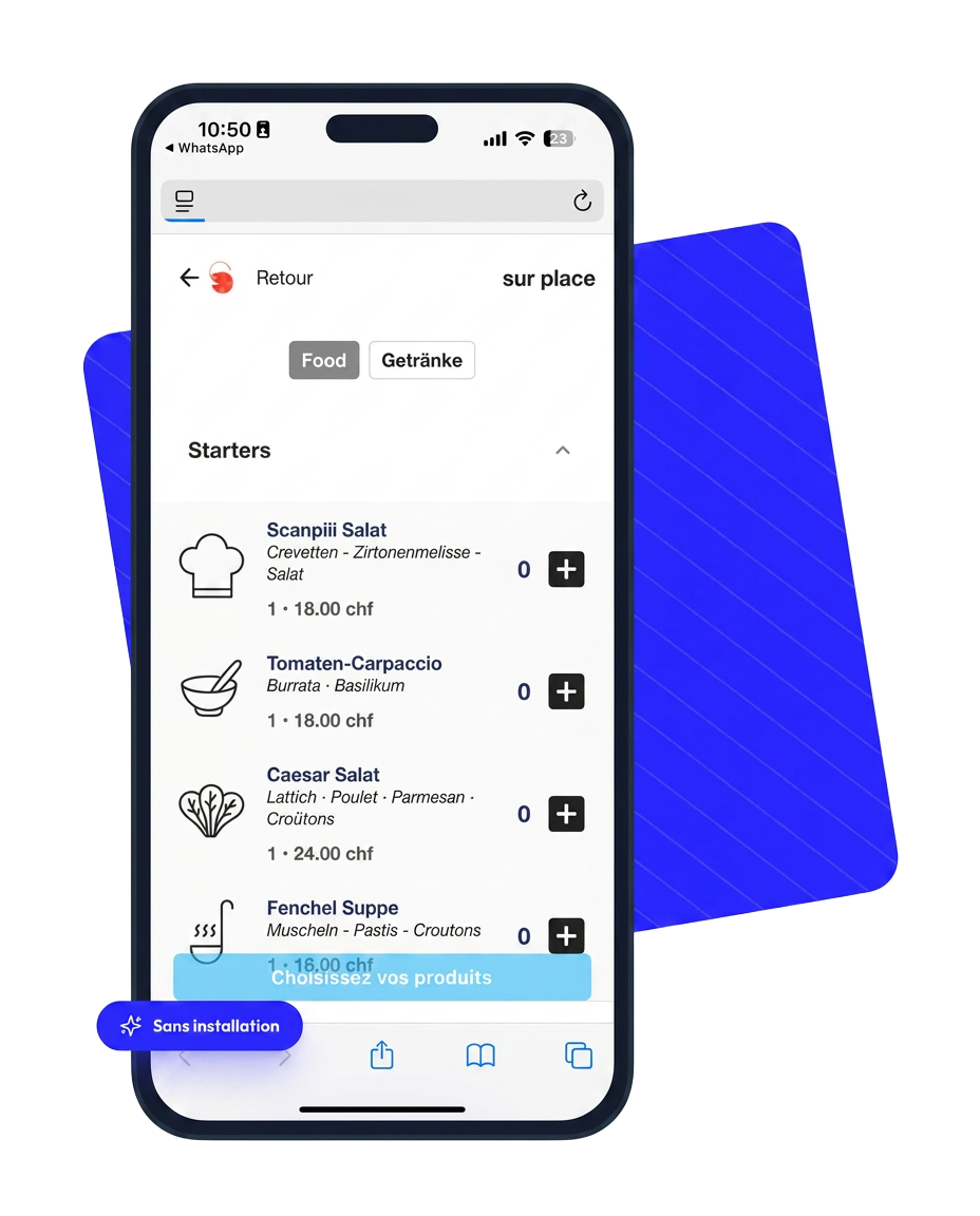 Menu client Scanpiii sur smartphone