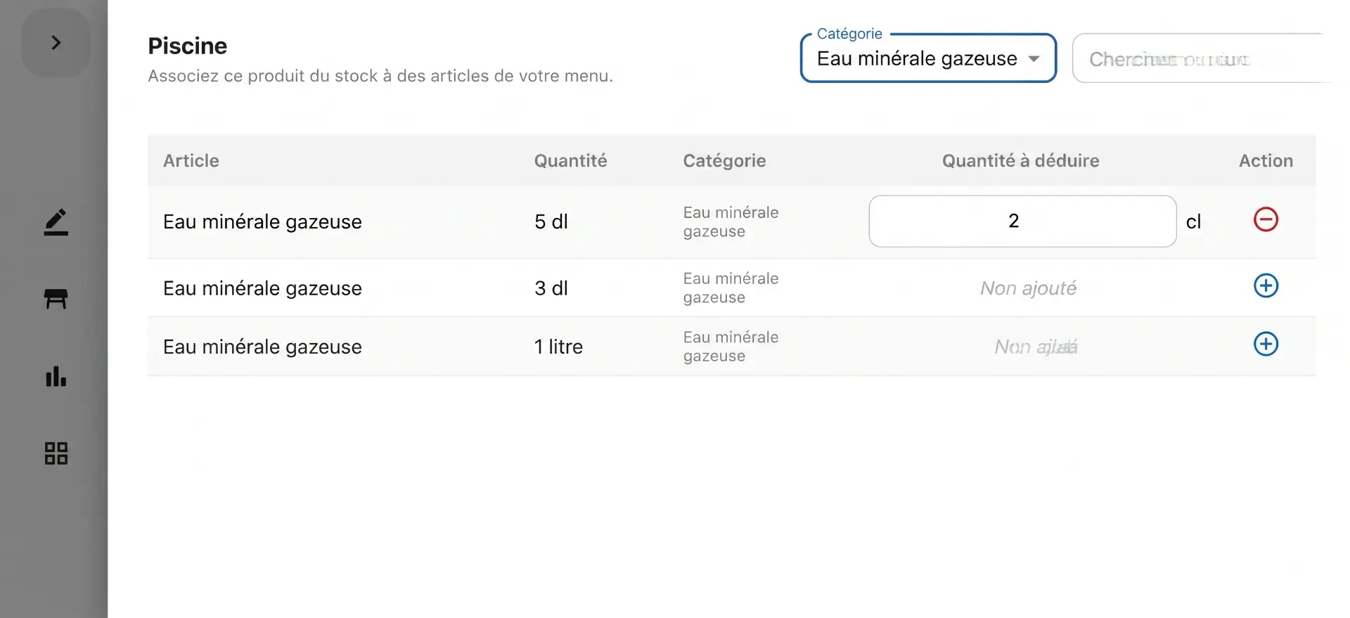 Scanpiii : association d'un produit du stock à des articles du menu avec quantités et packaging