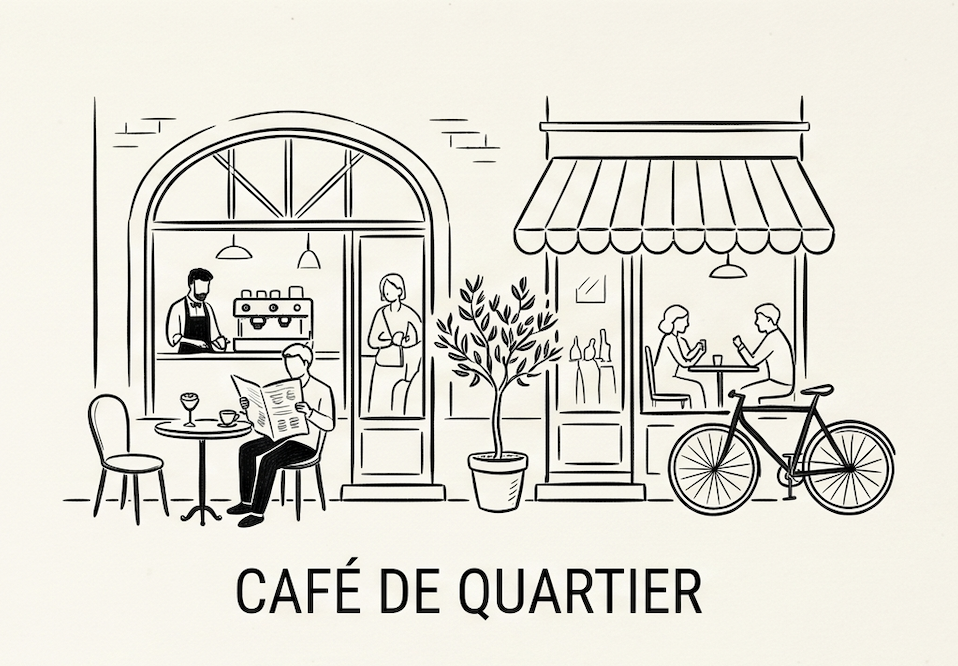 Comptoir d'un café de quartier